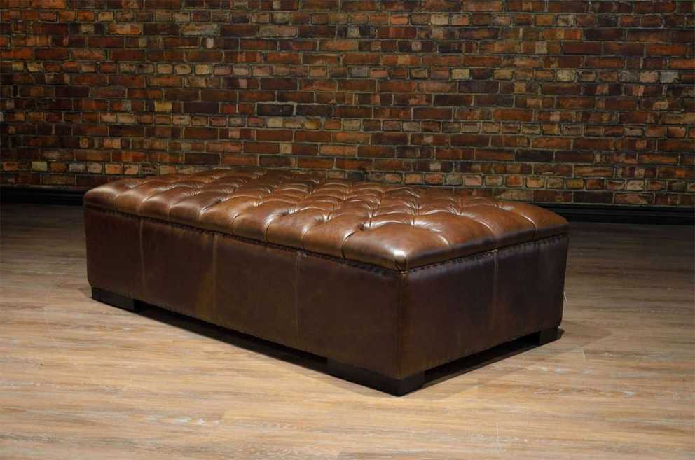 The King Arthur Rectangular Leather Ottoman Collection | Canada's Boss  Leather Sofas And Furniture Inside Brown Leather Ottomans (Gallery 9 of 15)