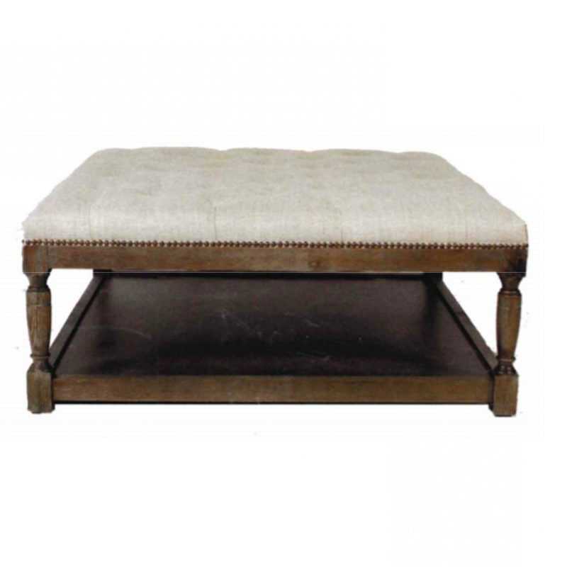 Thomas Square Cocktail Ottoman In Classic Linen – Spectra Home Furniture Within Beige Thomas Ottomans (Gallery 2 of 15)