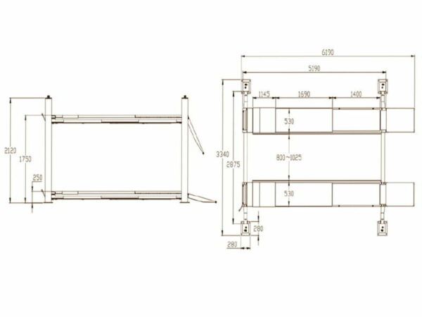 4-Post-Lift-service-lift-5-tonne-dimensions from Concept Garage Equipment