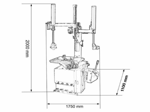 Tyre Changer Semi Automatic Eurotek Pro Fit 3000 dimensions from Concept Garage Equipment