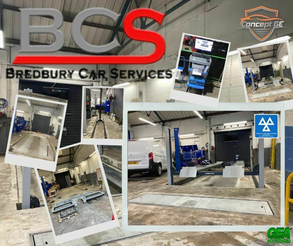 Collage of Bredbury Car Services Stockport MOT Bay install
