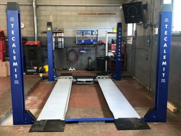 4 Post Lift 3.5 Tonne Shallow MOT or Service Lift 1 Phase or 3 Phase in garage by Tecalemit from Concept Garage Equipment