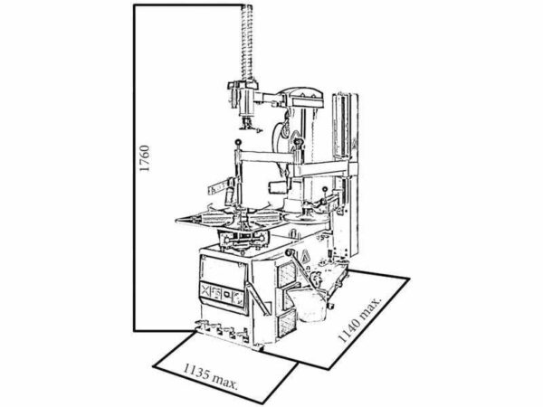 Tyre Changer Tecalemit Tiro Plus with Assist Arms dimensions by Tecalemit from Concept Garage Equipment