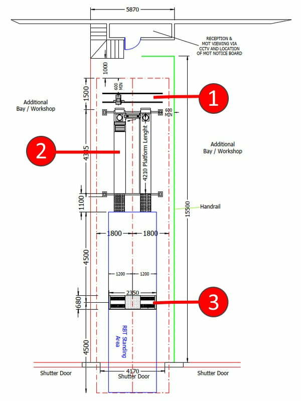 MOT Bay CAD Drawing by Concept Garage Equipment