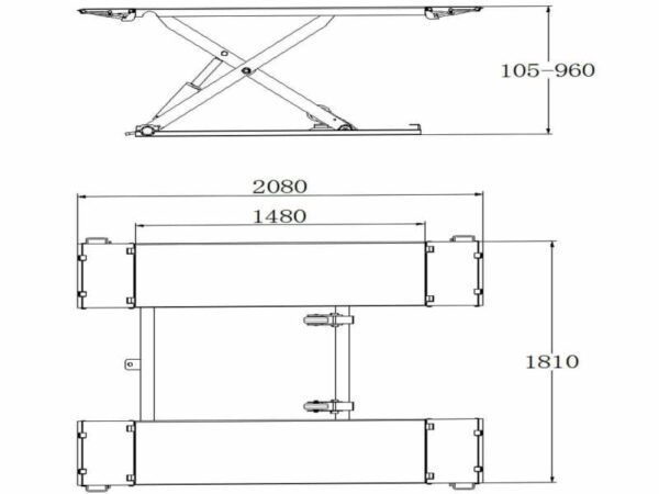 Scissor Lift 3.0 Tonne Mid Rise MRS3 dimensions by Concept Garage Equipment