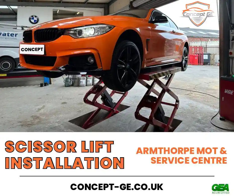 Armthorpe MOT and Service Centre Doncaster recessed scissor lift install