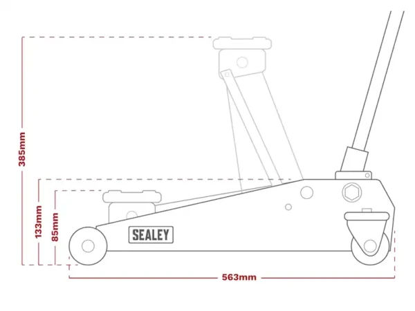 Trolley Jack 2 Tonne Low Profile dimensions