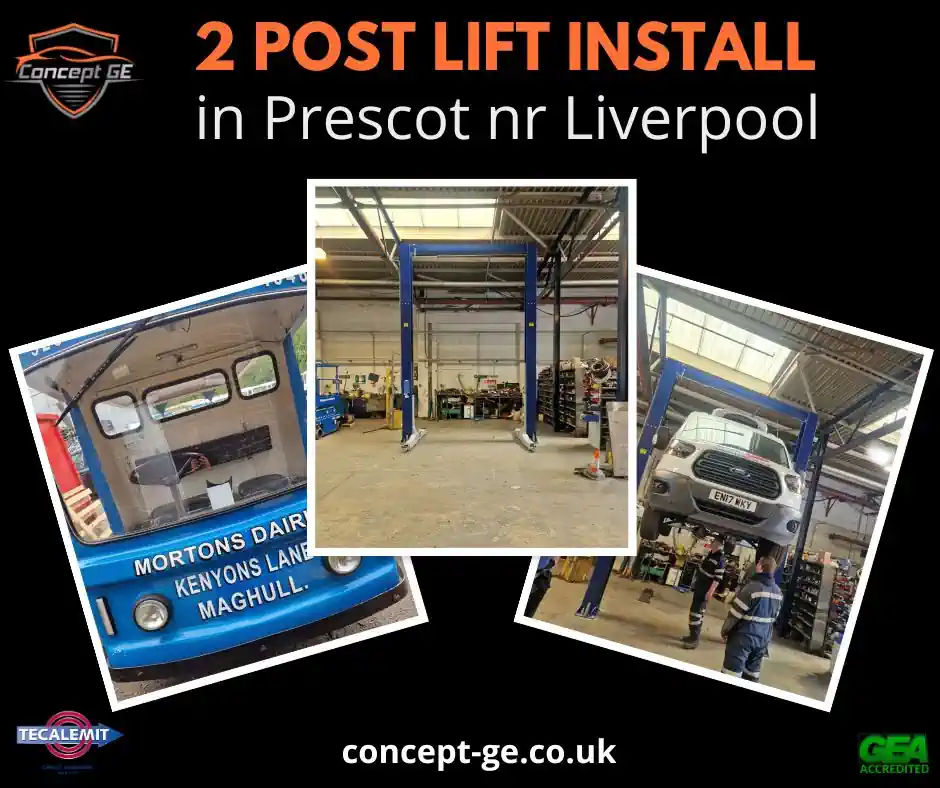 2 Post Lift Install in Prescot nr Liverpool