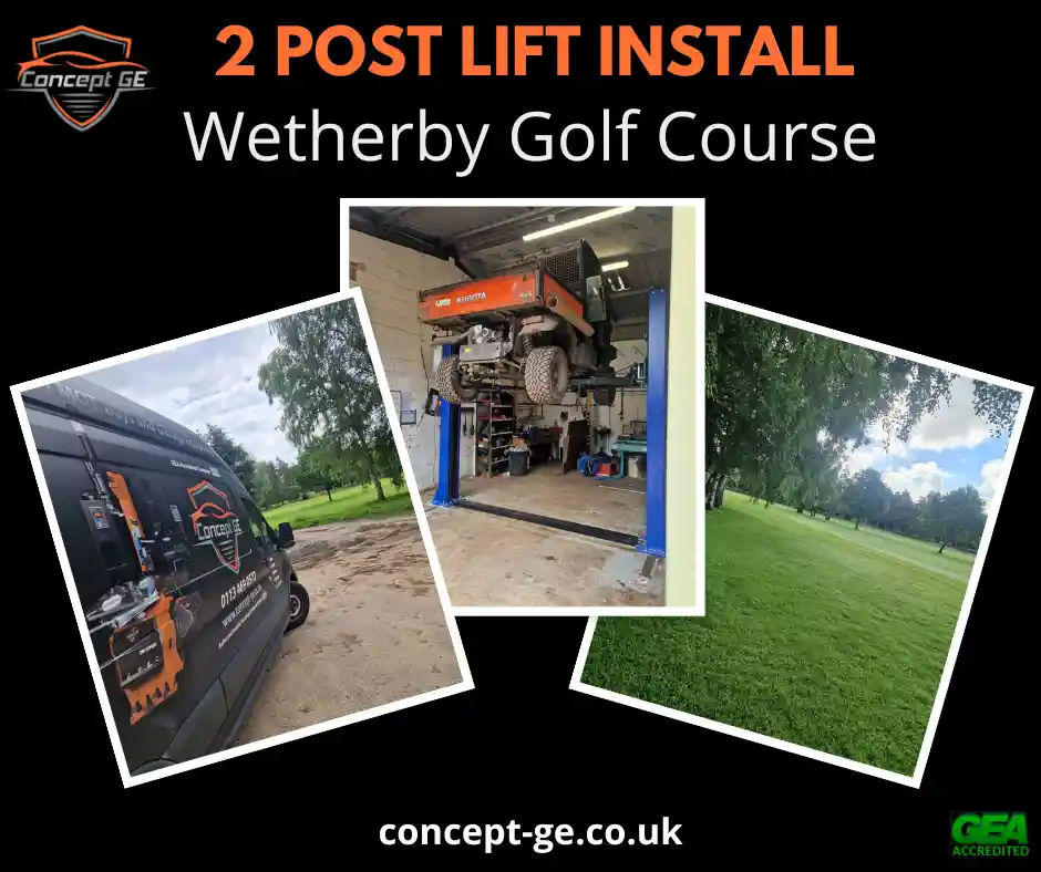 2 Post Lift Install at Wetherby Golf Course