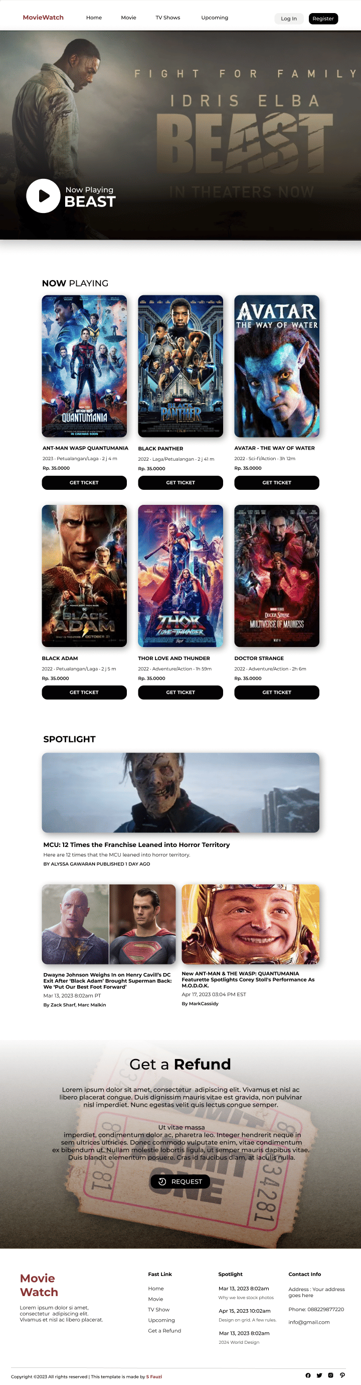 Landing Page Movie Web Design