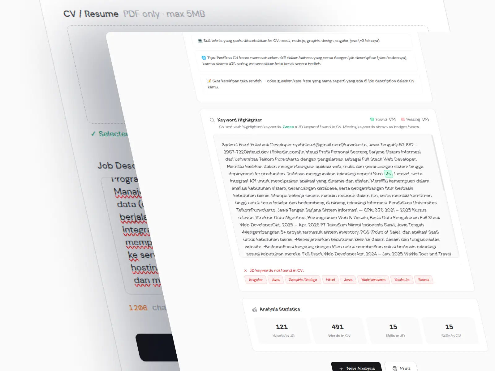 Resume Screening AI - Smart CV Analyzer with NLP & Multi-Language Support