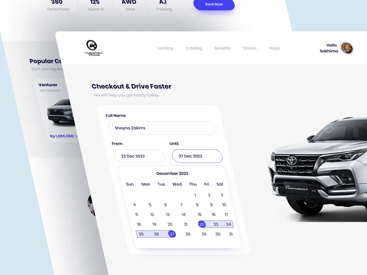 Rentcar Yudistira – Car Rental Booking Website Development