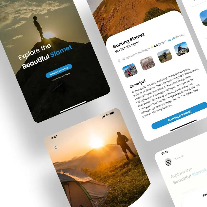 E-Slamet – Mountain Hiking Booking UI/UX Design - Image 1