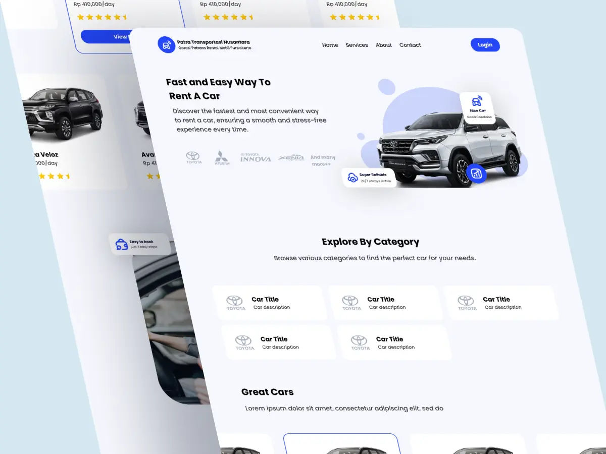 Patra Transportasi Nusantara – Vehicle Booking Website UI/UX Design - Image 1