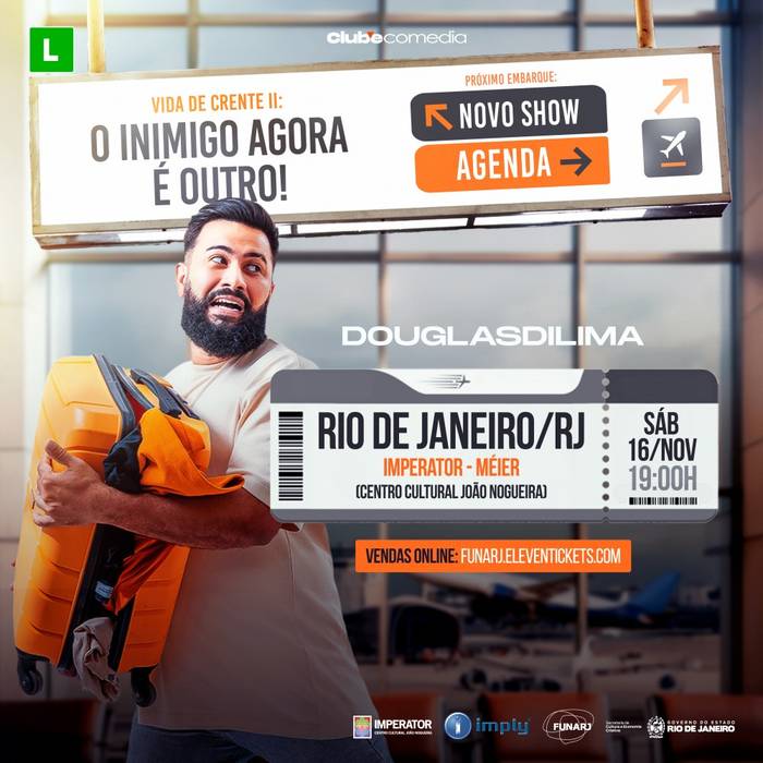 Douglas Di Lima retorna ao Imperator para apresentar seu novo show “Vida de Crente II: O Inimigo Agora é Outro”