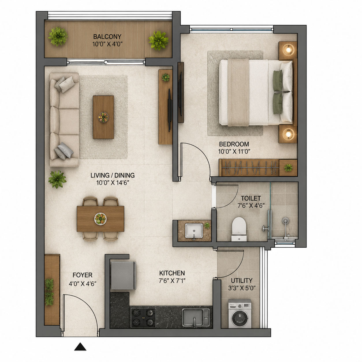 1 BHK Floor PLan of Prestige KIADB Phase 2