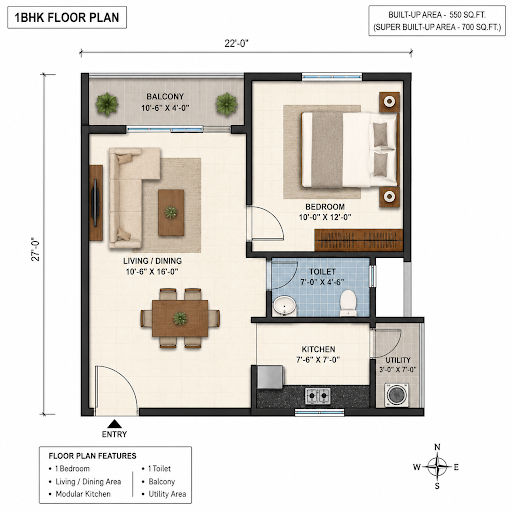 Nikoo Homes 9 1 BHK Apartment