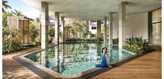 Prestige Avon premium swimming pool surrounded by landscaped gardens