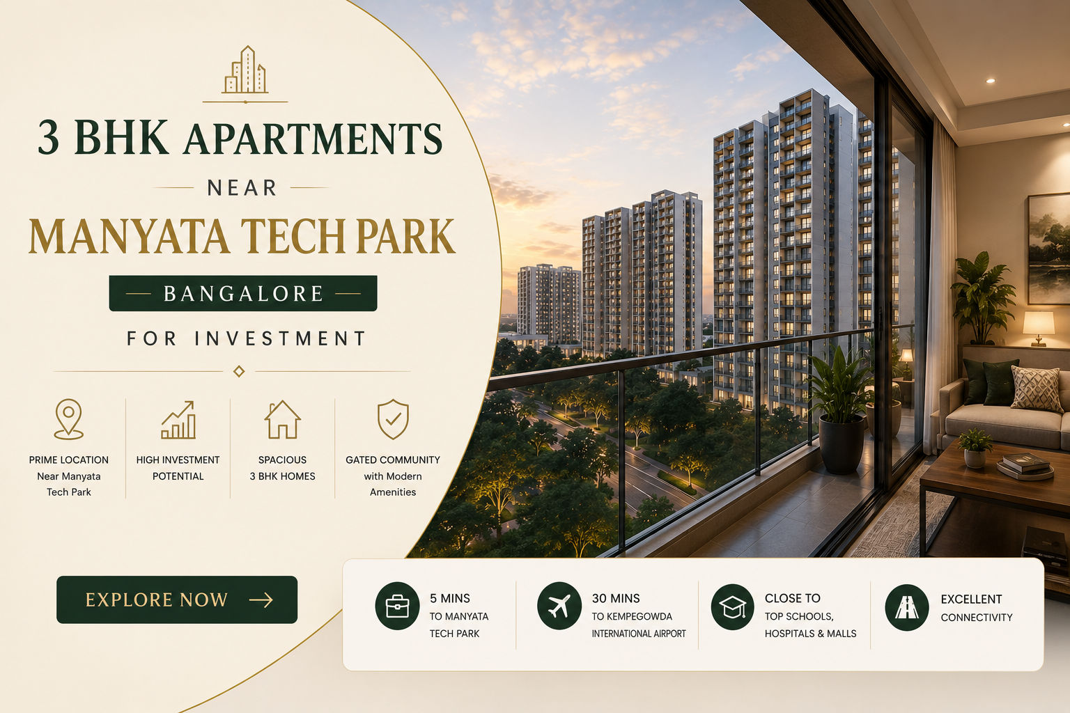 3 BHK Apartments Near Manyata Tech Park Bangalore for Investment
