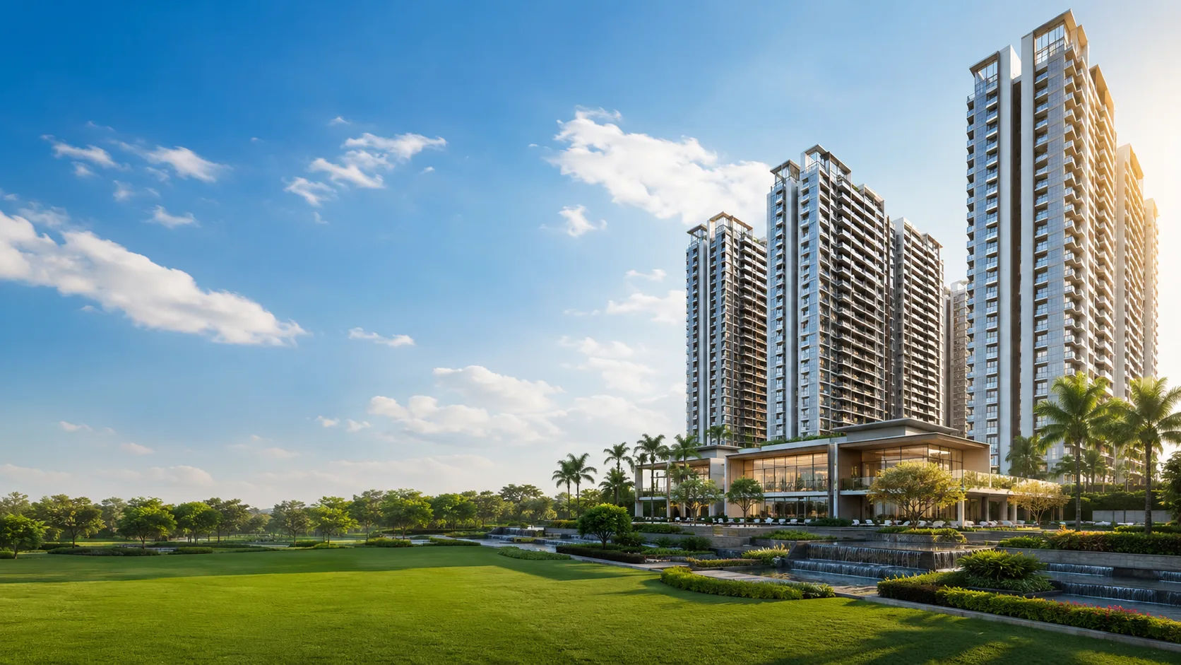 Prestige Avon luxury residential towers with landscaped green spaces and modern architecture