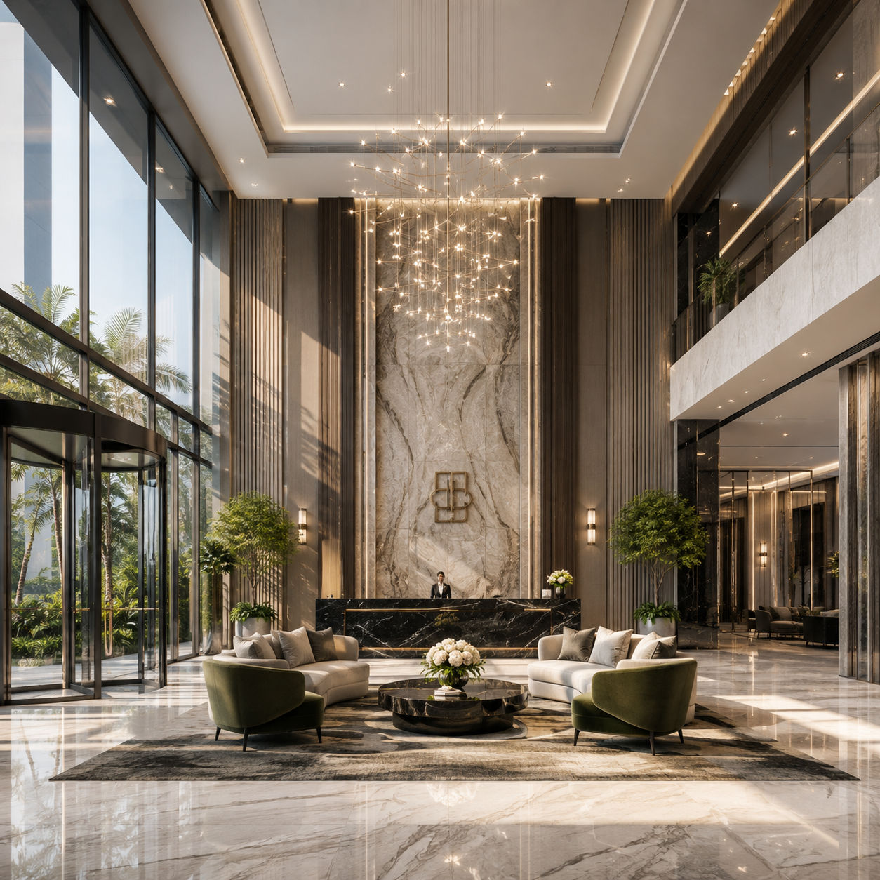 Prestige Avon grand luxury entrance lobby with premium marble interiors