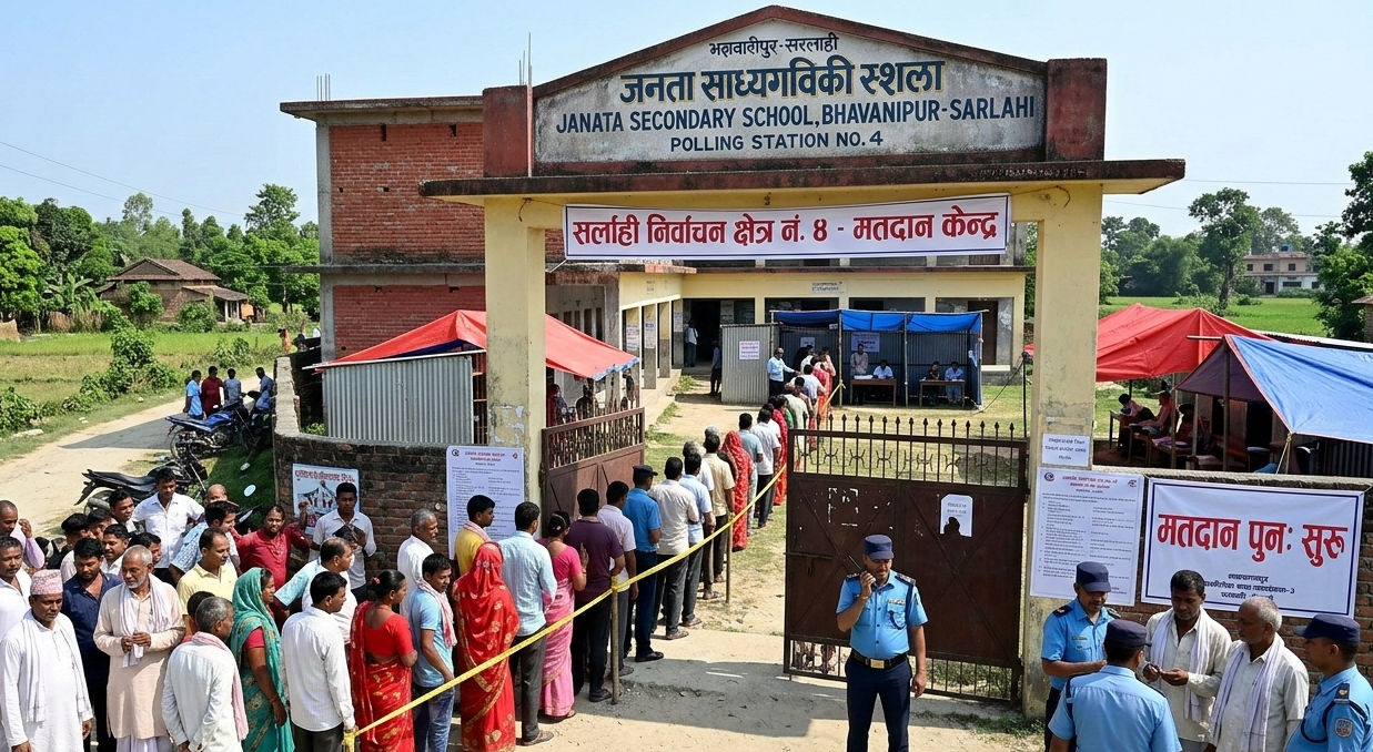 Voting Resumes in Sarlahi-4 After Brief Clash at Polling Station