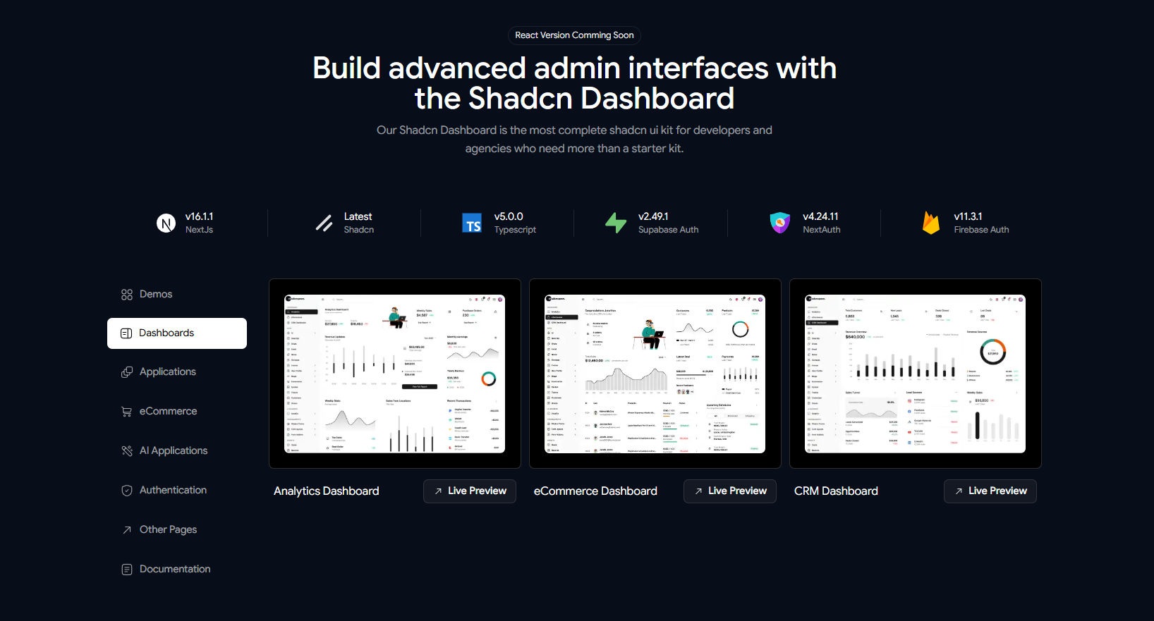 Analytics, CRM & Ecommerce Dashboards