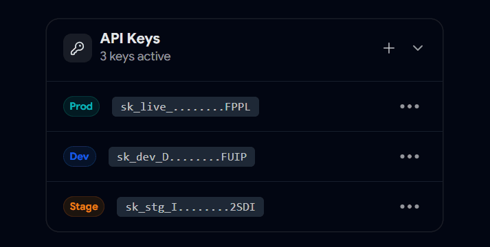 API Keys Collapsible