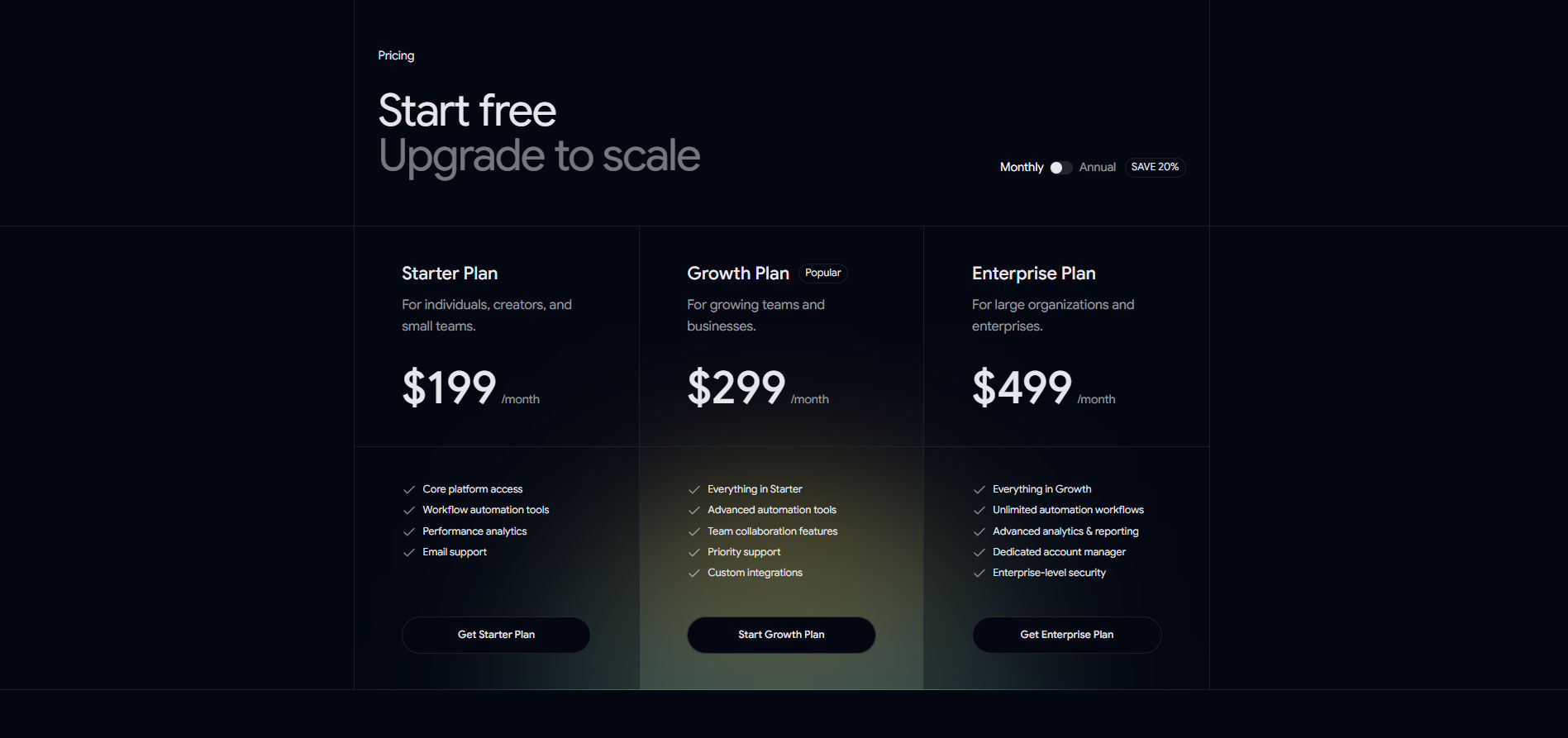 Modern SaaS Pricing Section