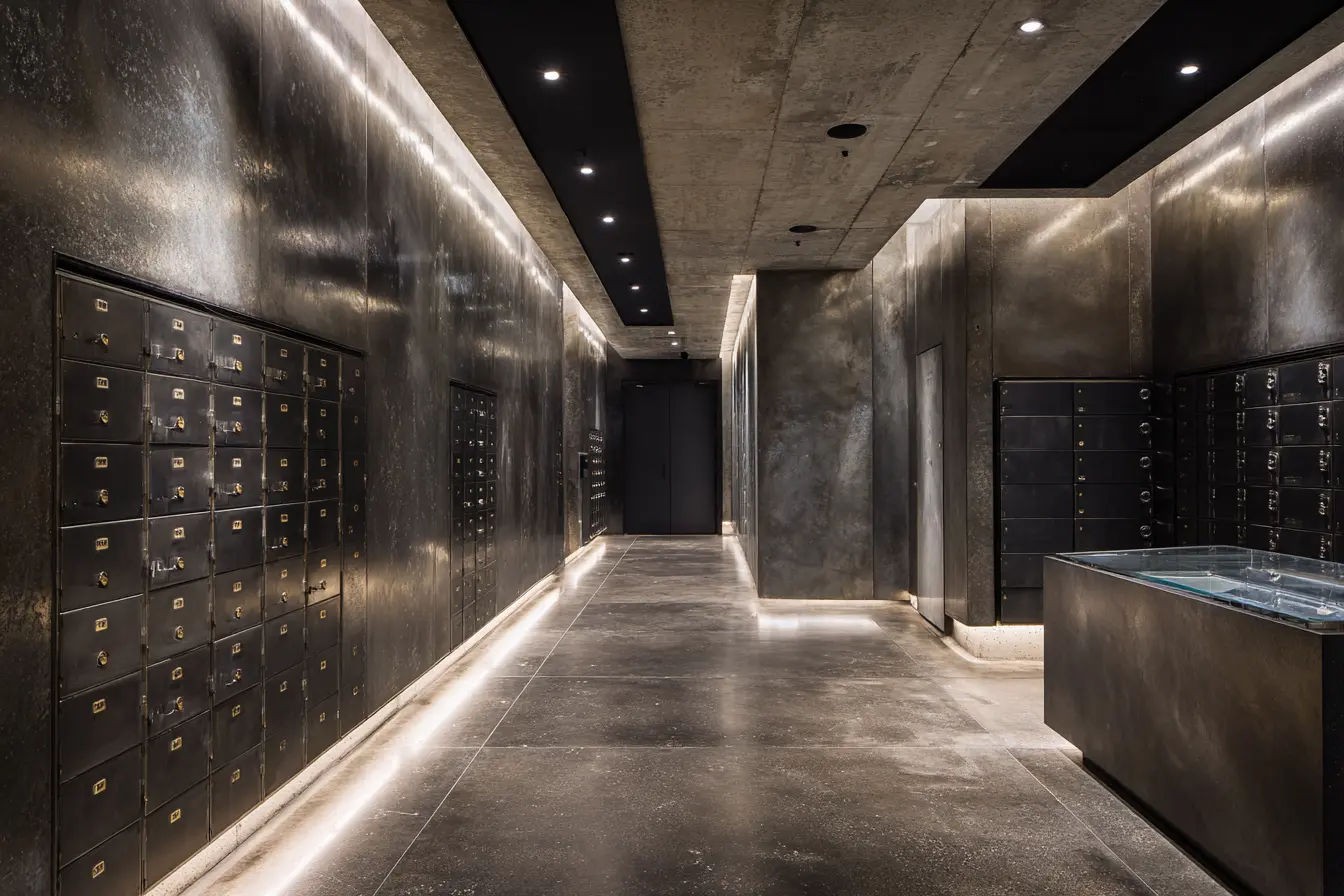 Secure gold vault interior