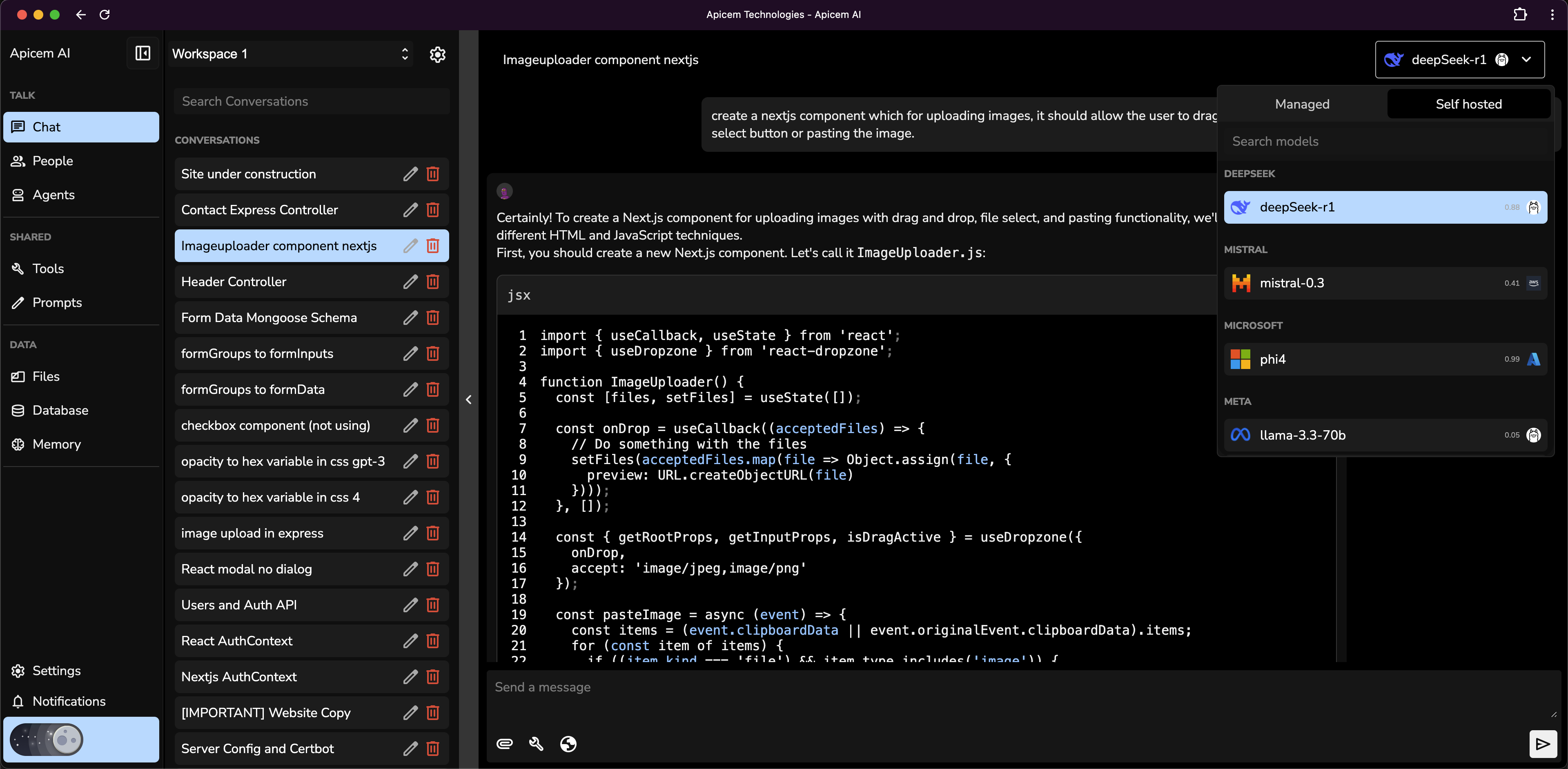 Apicem AI Dashboard Screenshot