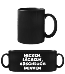 Nicken Lächeln Arschloch Denken · Schwarze Tasse