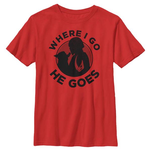 Aperçu: Star Wars - The Mandalorian - Skupina Where I Go He Goes - Enfant T-shirt - Rouge - Devant