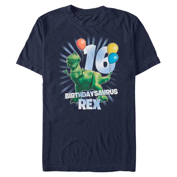 Aperçu: Pixar - Toy Story - Rex Ballon 16 - Birthday - Homme T-shirt - Bleu marine - Devant