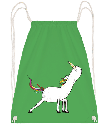 Yoga Unicorn Stretched - Drawstring batoh so šnúrkami - Irish green - Predné