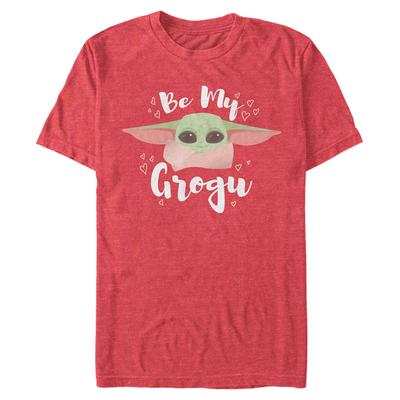 Star Wars - Mandalorián - Grogu By My - Deň svätého Valentína - Pánske Tričko - Melírovo červená - Predné