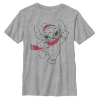 Disney Classics - Lilo & Stitch - Stitch Holiday - Vianoce - Detské Tričko - Melírovo šedá - Predné
