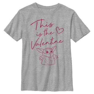 Star Wars - The Mandalorian - The Child This Valentine - Día de San Valentín - Niños Camiseta - Gris moteado - delante