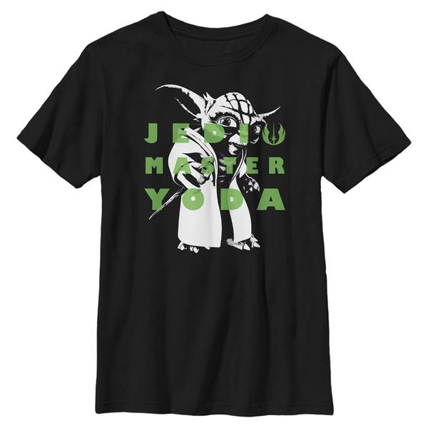 Vorschau: Star Wars - The Clone Wars - Yoda Text - Kinder T-Shirt - Schwarz - Vorne