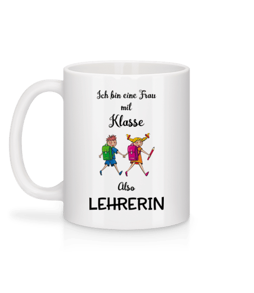 Vorschau: Frau Mit Klasse Lehrerin - Tasse - Weiß - Hinten