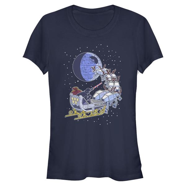 Aperçu: Star Wars - Skupina Vader Sleigh - Christmas - Femme T-shirt - Bleu marine - Devant
