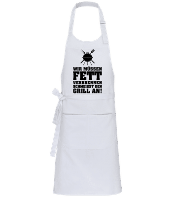 Fett Verbrennen - Profi Kochschürze - Weiß - Vorne