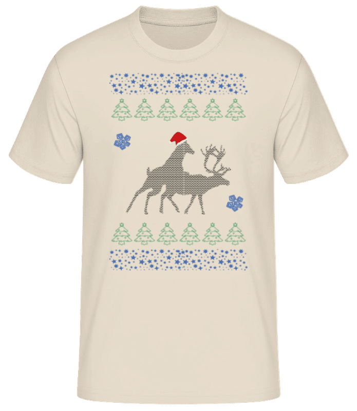 Vorschau: Rentier Party - Männer Basic T-Shirt - Creme - Vorne