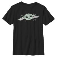 Star Wars - The Mandalorian - The Child Cute Big Face - Kinder T-Shirt - Schwarz - Vorne