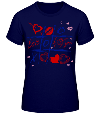Love Raster Valentine - Frauen Basic T-Shirt - Marine - Vorne