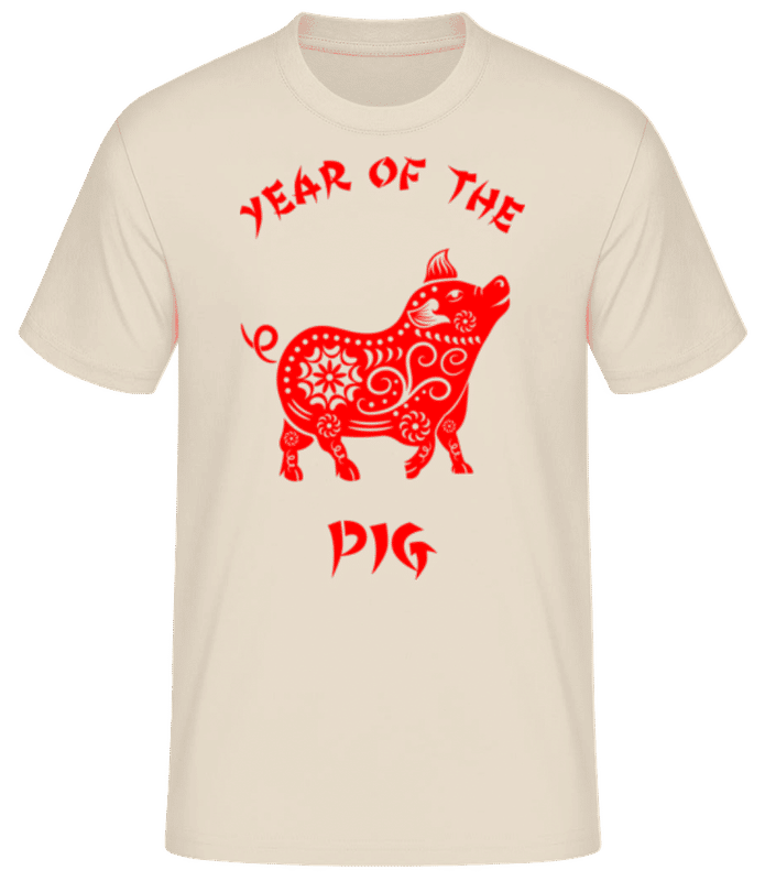 Vorschau: Chinese Zodiac Year Of The Pig - Männer Basic T-Shirt - Creme - Vorne