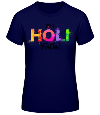 Holi Festival 2026 - Women's Basic T-Shirt - Navy - Front