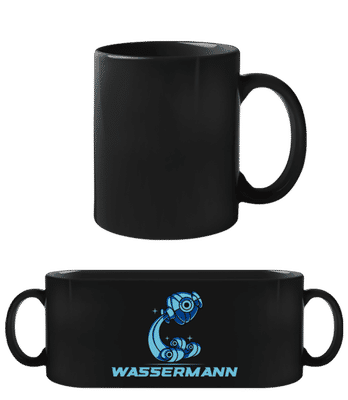 Mecha Roboter Sternzeichen Wassermann - Schwarze Tasse - Schwarz - Vorne