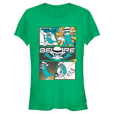 Disney Classics - Phineas y Ferb - Agent P Box Up - Mujeres Camiseta - Verde irlandés - delante