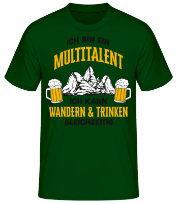 Multitalent Wandern Und Trinken - Männer Basic T-Shirt - Flaschengrün - Vorne